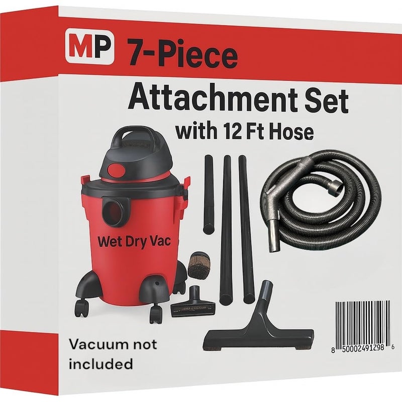 MP Maresh Products Maresh Products Compatible Replacement for Some Shop Vac & Ridgid Style Vacuum Cleaners Commercial Grade Hose with Tool Set, Has 2 1/4" Machine End Coupling & Uses the Standard 1 1/4" Hose Attachments - Image 1